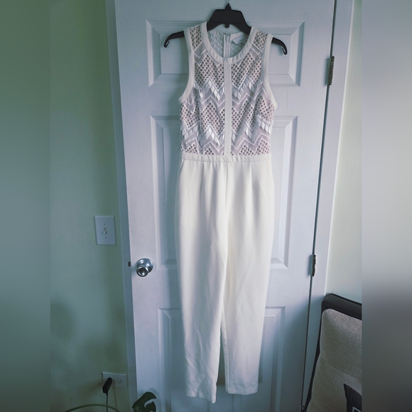 New!!! Adelyn Rae ✨ Elegant White Melody Lase Sleeveless Women's Jumpsuit Size S - Picture 4 of 16
